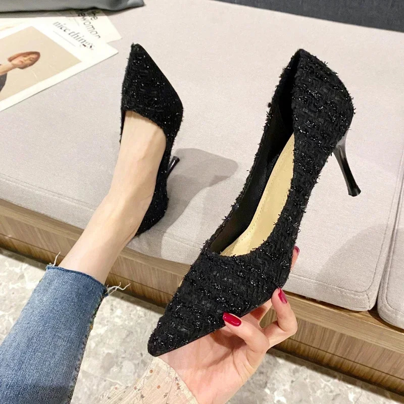 2024 Autumn er High Heels Pearl Crystal Bowtie White Wedding Shoes Women Pumps Thin Heeled Party Shoes 250106