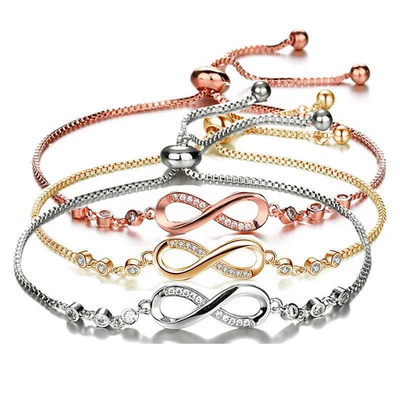 Wu 2022 New Fashion Popular Adjustable Bracelet Micro-inset Zircon Figure 8 Infinite Cycle Crystal Bracelet Female Hand JewelryXJ250109