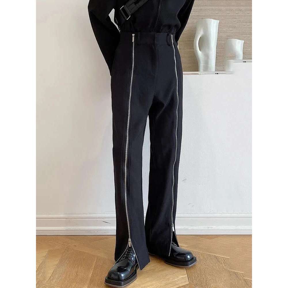 Autumn Fashion Elegant Zipper Splicing Design Casual Pants Men's High Quality Trendy Original Male Trousers