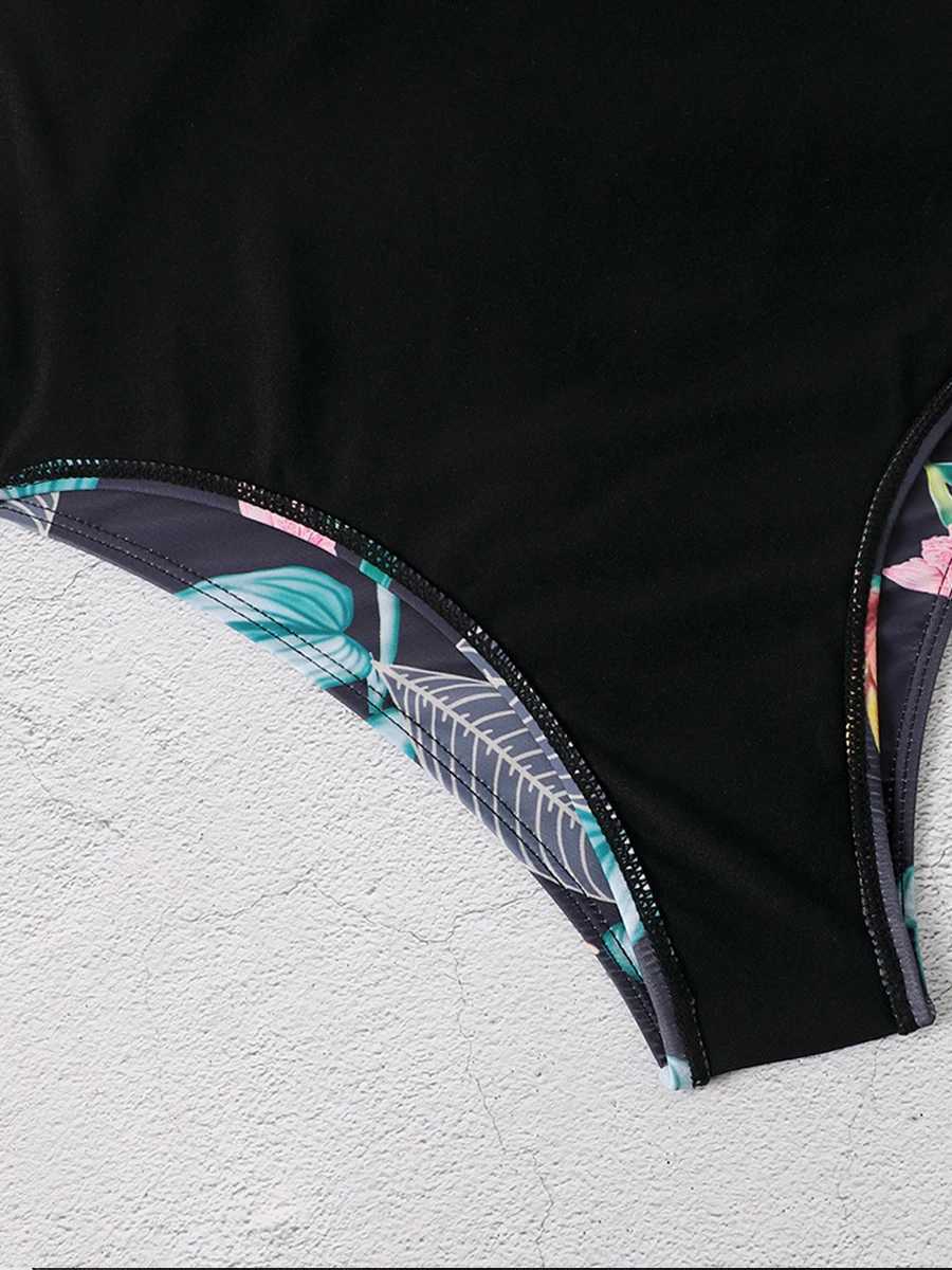 2023 Surfing Swimsuit Women One Piece Swimwear Print Long Seve Bathing Suit ss Rashguard Diving Clothes Padded BeachwearXJ240108