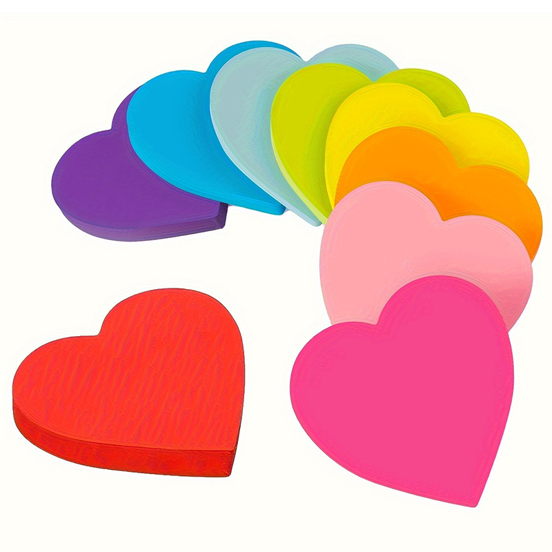 3*3inch Heart shape Sticky Notes Self-Adhesive Memo Pads Mixed Colors Label Message Stickers For School Office Students