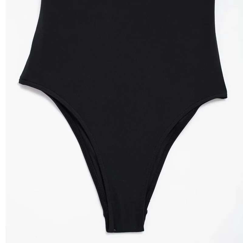 TRAF Sexy Body Woman Off Shoulder Black Strapless Bodycon Bodysuit Corset Backless Brown Women Beach Swimsuit