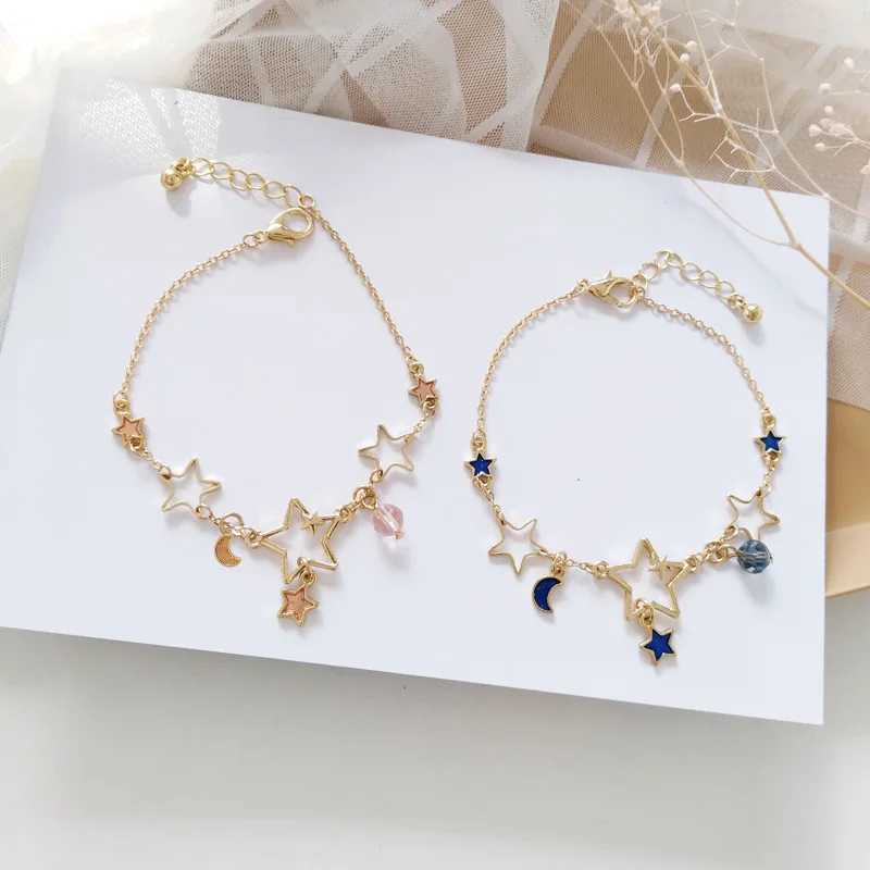 Fashion Simple Star And Moon Zircon Bracelet For Women Girls Adjustable Link Chain Bracelet Jewelry Party Gifts Wholesale 1PCXJ250109