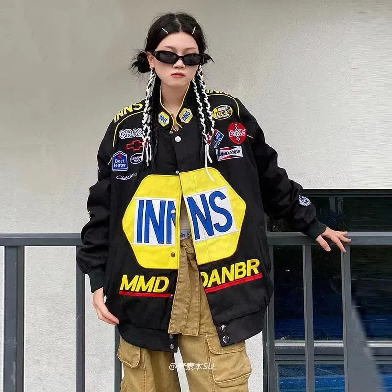 Unisex American y Bombers Coat Spring Autumn Hip Hop High Street Long Sleeve Top Bomber Varsity Racing Woman Jacket 250109