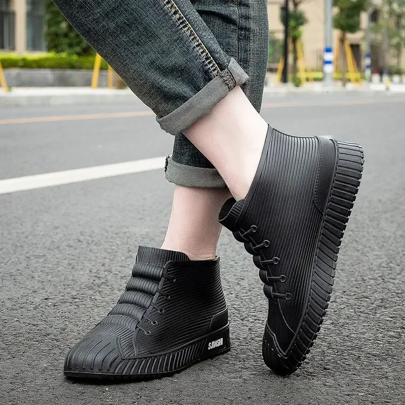 Short Ankle Low Cooking Fishing Rain Boots for Men Gum Chef Kitchen Pvc Waterproof Fashion Man Shoes Adult Outdoor Work Garden 250106