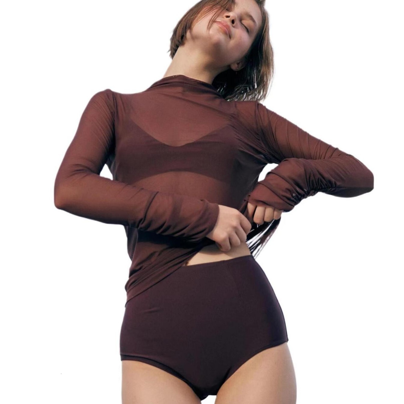 New 2025 Swimsuit Fairy Charm Cover Waist Slimming Seaside Long Sleeve Small Chest Three Piece Set Designer Swimsuit Gathering Hot Spring Vacation