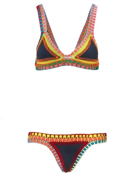 2025 Handmade Sexy Beach Bikini Designer Swimsuit Hooked Bikini Knitted Spliced Swimwear Set