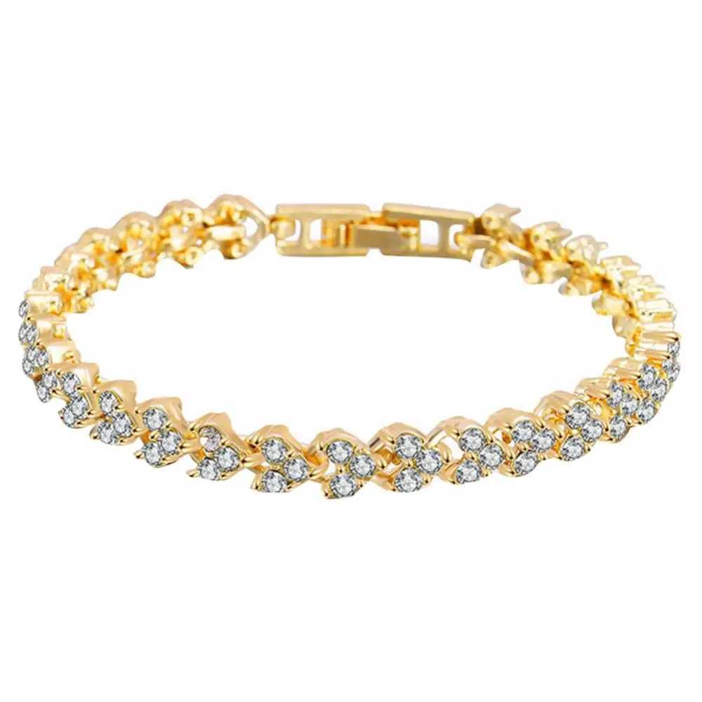 Roman Style Bracelet Women Fashion Full Rhinestone Inlaid Bracelet Bangle Wedding Party Jewelry GiftXJ250109