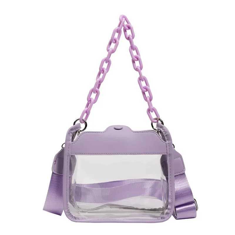 Clear Crossbody Bag for Women PVC Transparent Single Shoulder Chain Portable Messenger Bags Small Square Sahel Bag Girls GiftXJ250108