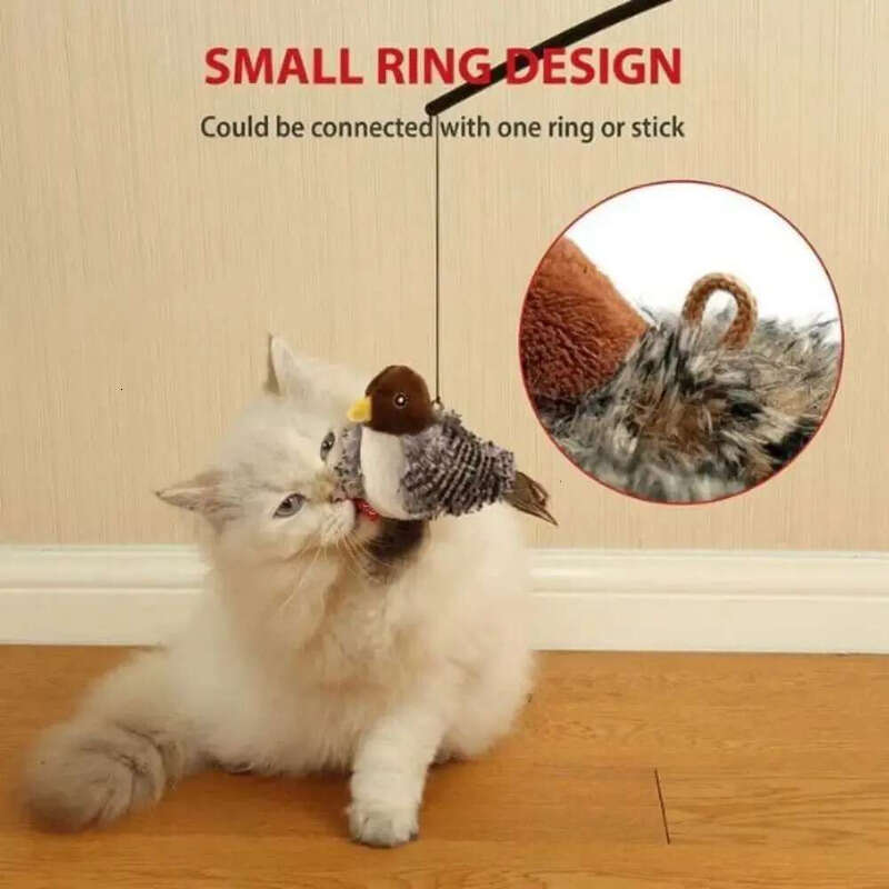 Flapping Wings Flying Sparrow Caip Toys Imulation Bird Interactive Cat Toy