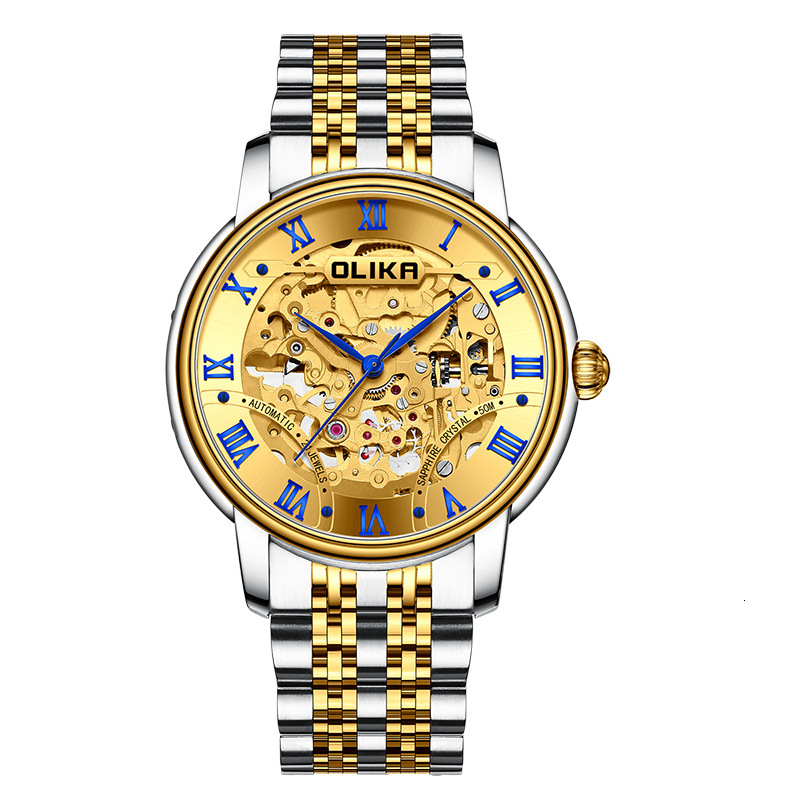 Olilka Men's Double-Sided Skeleton Automatic Watch with Luminous Features