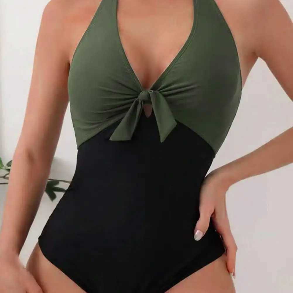 Sexy ss Cross Swimming Suit Hollow Sling One Piece Swimsuit Fashion Color Matching Swimwear Bathing Suits For Women BikiniXJ240108
