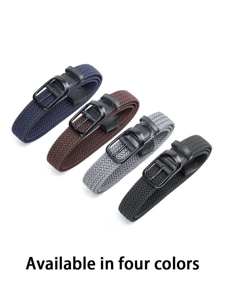 Knitted mens fashion belt suitable for young peoples casual multifunctional canvas belt with elastic golf stud fabric Lea W250109