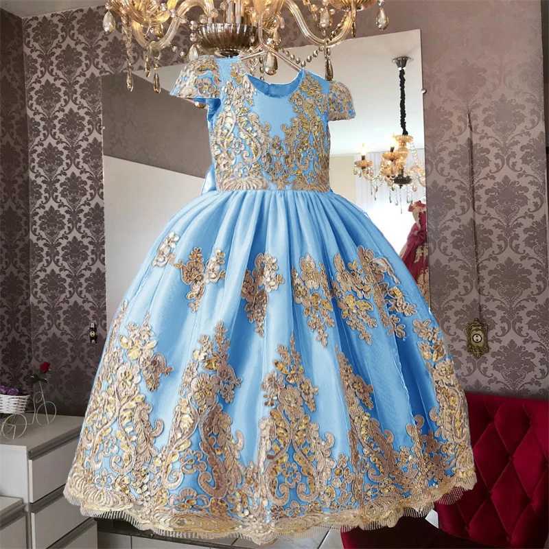 Elegant Princess Lace Wedding Formal Dress Luxury Embroidery Kids Dresses For Girls Vintage Children Christmas Par Prom GownXJ250108