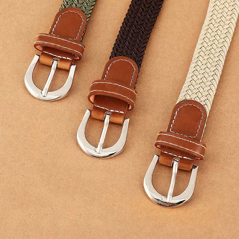 Non perforated and non punched womens elastic canvas belt womens full set of student pants belt W250109