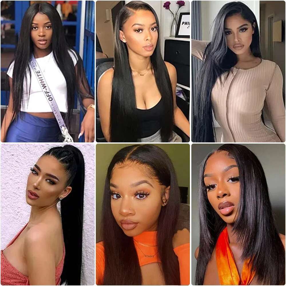 180 Density Brazilian 30 36 Inch Bone Straight 5X5 Front 100%Human Hair Wigs HD Transparent 13X6 Lace Frontal Wig For Women