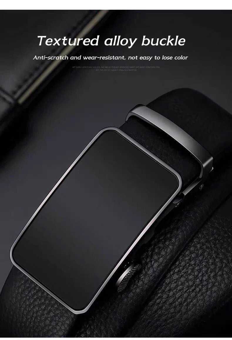 Cowhide belt mens leather belt automatic buckle mens top layer highend trendy buckle W251024