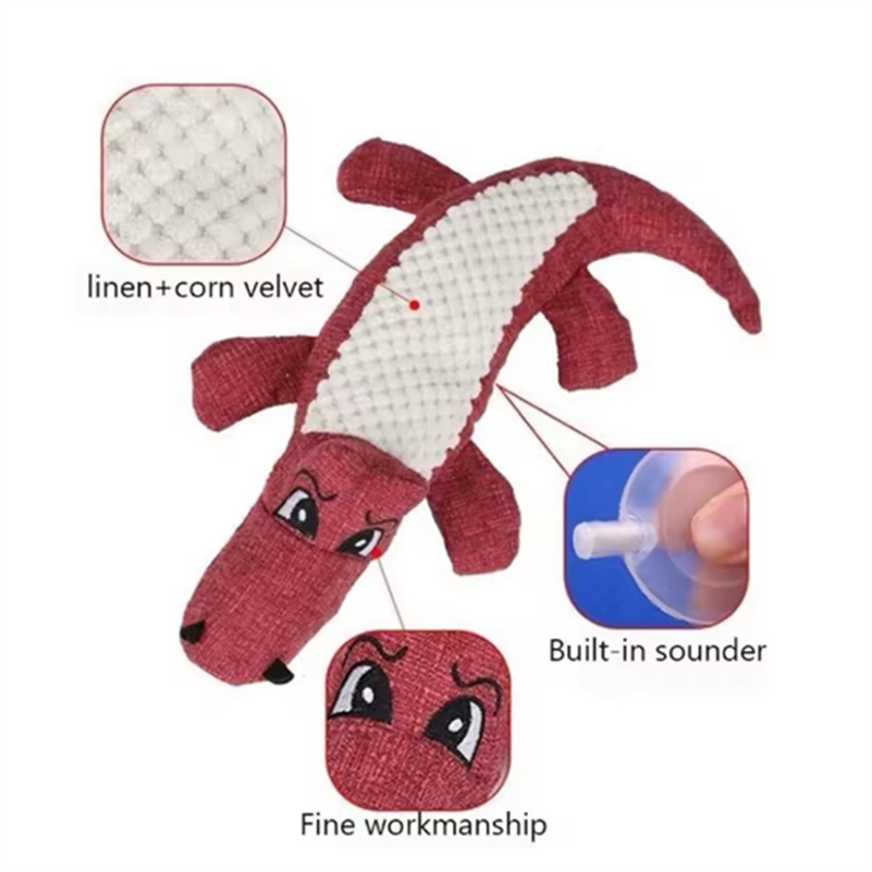 Pet Plush Sound Making Dog Toy Corn Velvet Crocodile Gnawing Grinding Teeth Cleaning Teeth Pet Supplies
