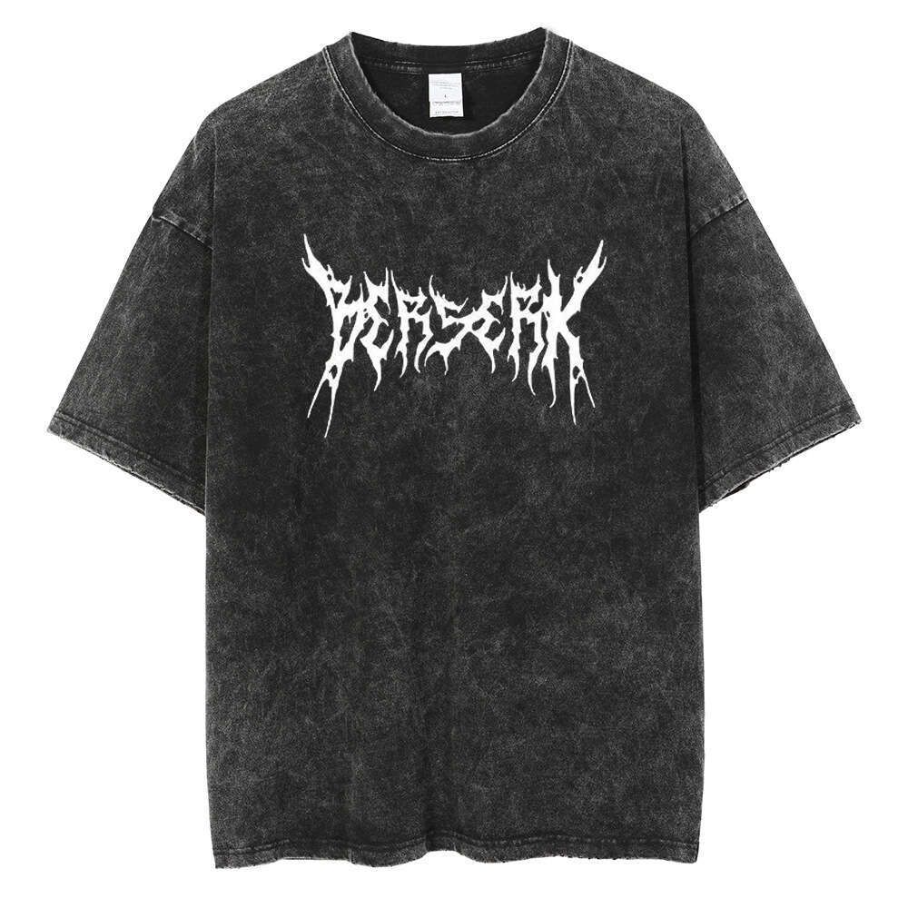 Haruku Anime Print T-Shirt Men Streetwear Vintage Black Ts