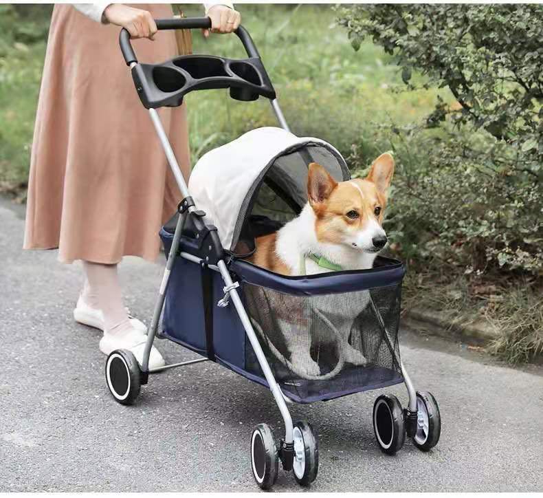 Pet go out trolley cat Teddy outdoor portable folding pet trolley car dog cat mouse rabbit small light car dog and cat carrier