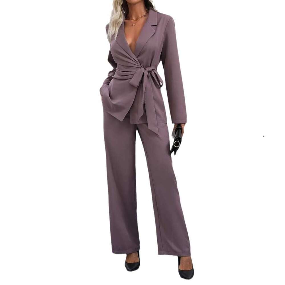 Fashion Suit For Women In Spring Autumn, New European American Loose Fit, Slim High-End, Cool And Casual Pants Two-Piece Set