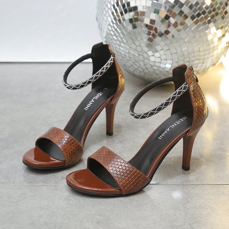 Women NEW Sandals High Heel Fashion Simple Design Versatile Plus Size Trendy Triple Black Brown Free shipping
