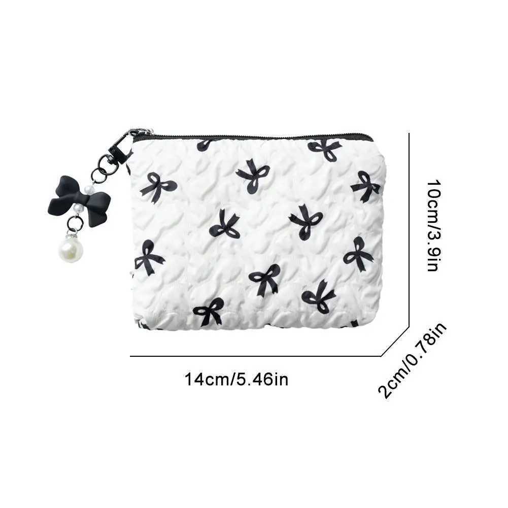 Mini Makeup Bag Pink Black Printed Bow Womens Convenience Lipstick Card Mini Makeup Bag Mini Makeup Bag W250109
