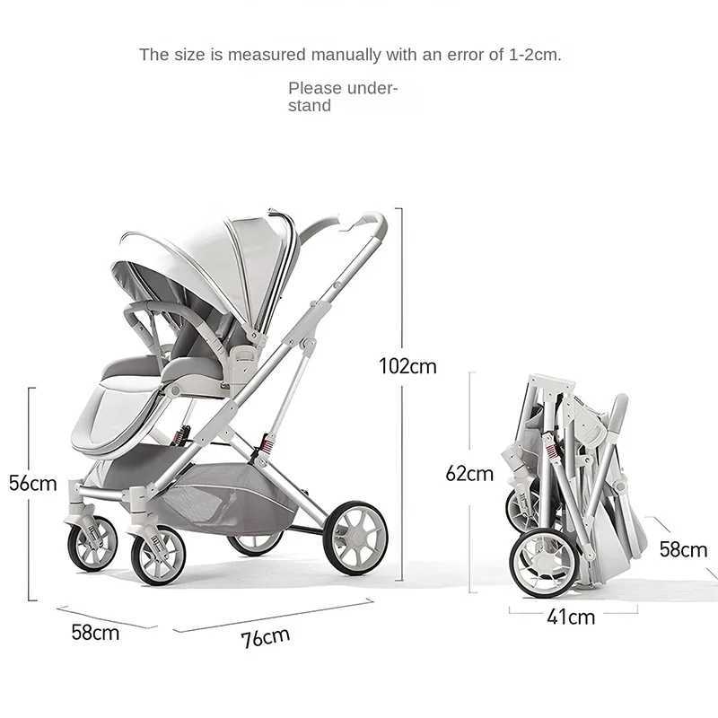 Baby stroller can sit down and lie down foldable in both directions high landscape for newborns one handed series W250109