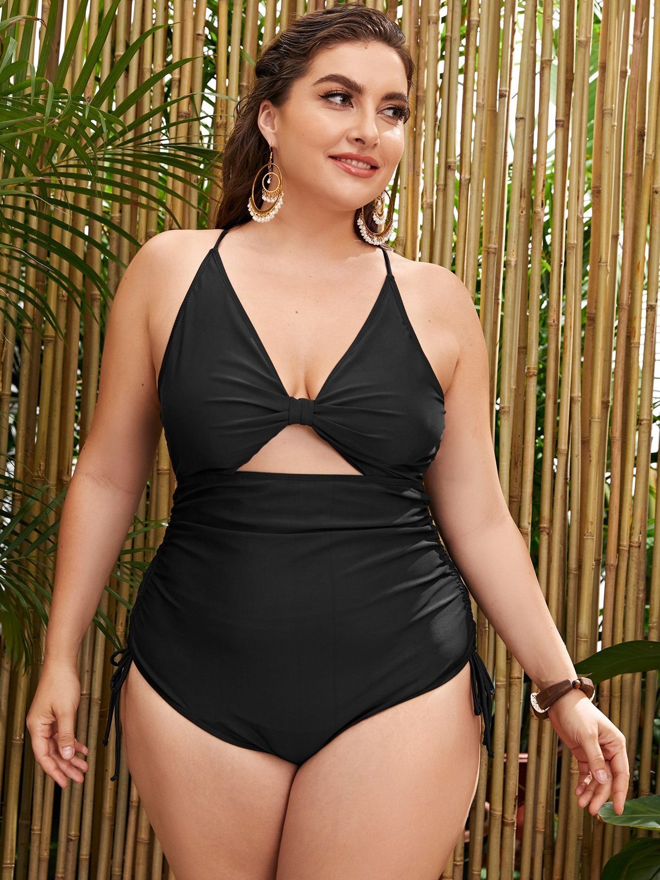 2025 new plus size women's jumpsuit with rope, multi-color high elasticity beach vacation swimsuit designer, trendy beach swimsuit