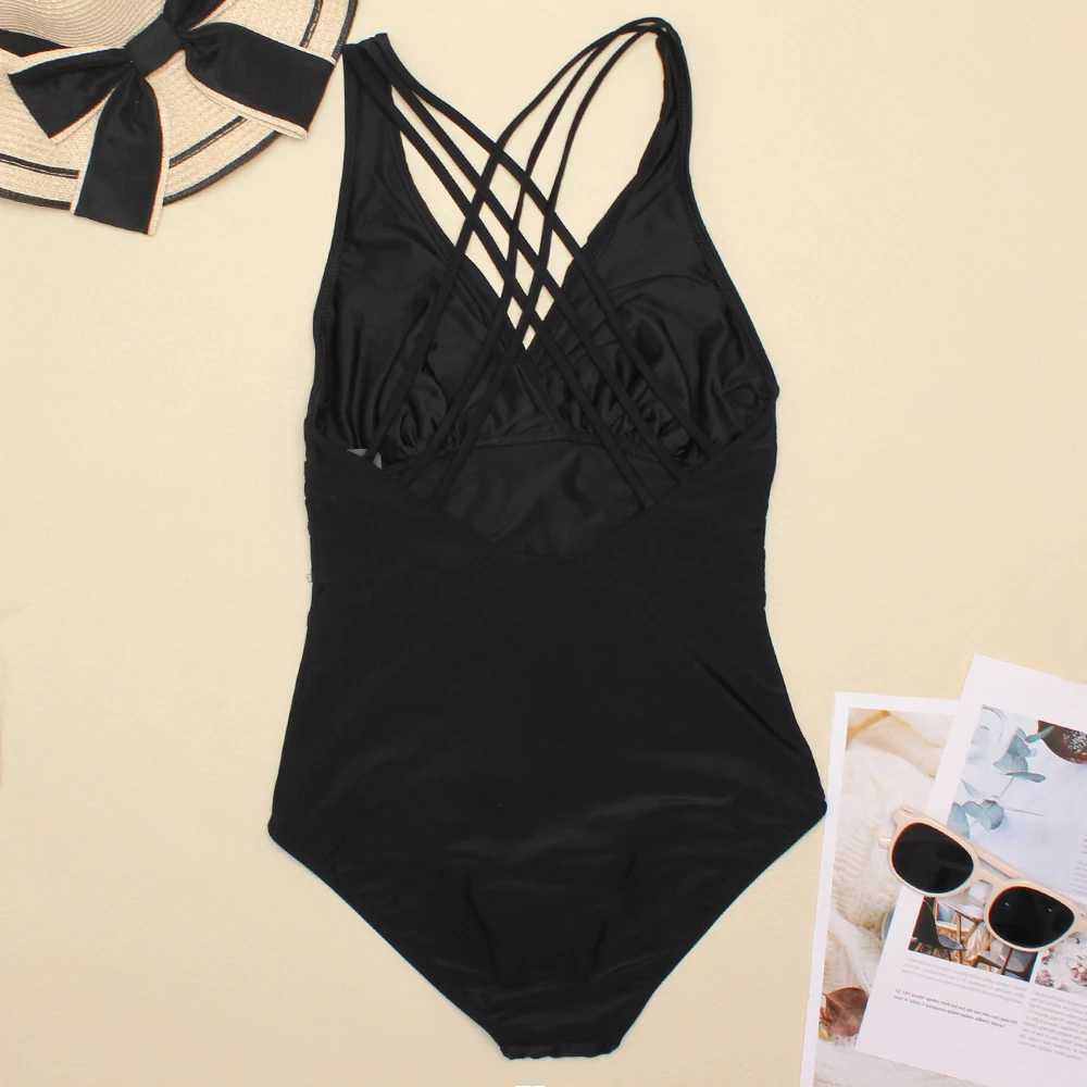 Womens printed one-piece swimsuit sexy womens swimsuit V-neck summer beach swimsuit weight loss swimsuitXJ250315