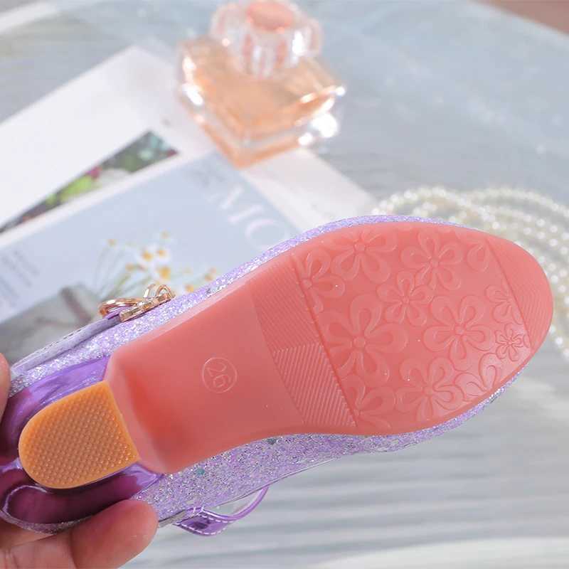 Unicus Girls High Heels Childrens Leather Shoes Little Princess Single Shoes Glitter Student Dance Performance Gift W250108