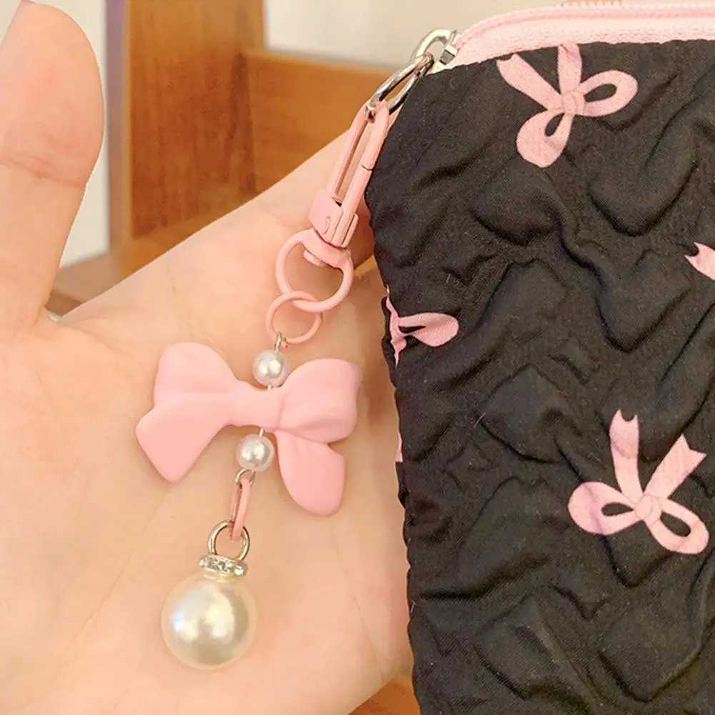 Mini Makeup Bag Pink Black Printed Bow Womens Convenience Lipstick Card Mini Makeup Bag Mini Makeup Bag W250109
