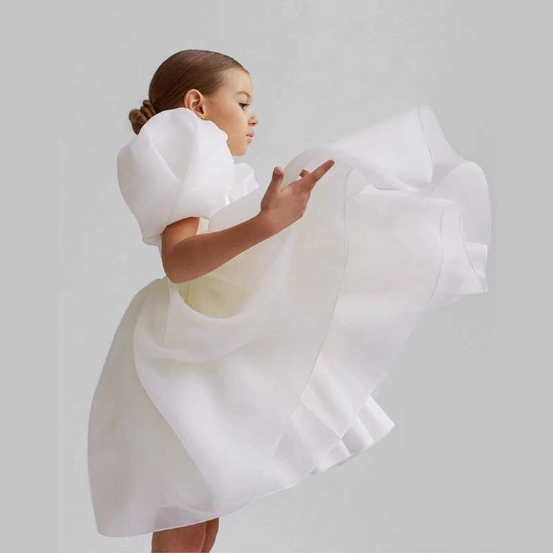 White Fluffy Kids Par Dress For Girl Children Costume Organza Princess Dresses Girls Clothes Birthday Wedding Tutu GownXJ250108
