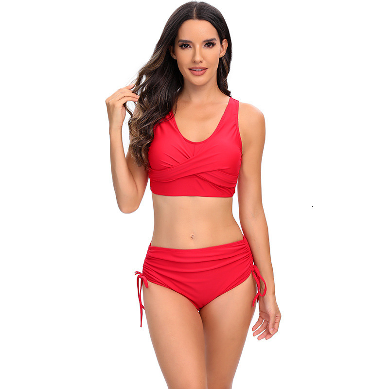 2025 women's backless cross tie split bikini designer high waisted sexy swimsuit
