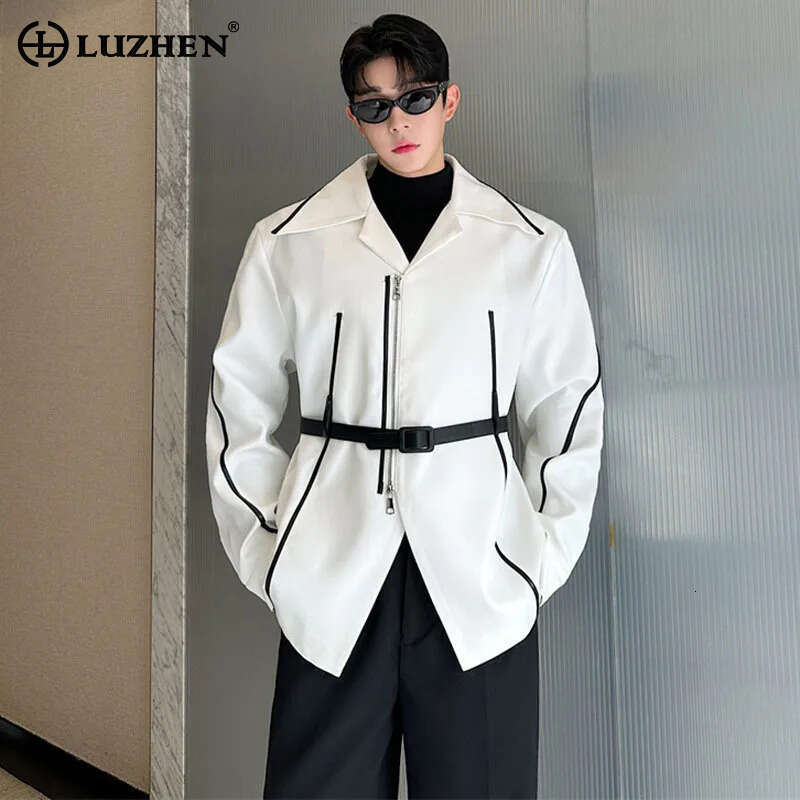 Korean Jacket Stripe Color Contrast Personalized High End Streetwear Niche Design Outerwear Autumn New Male