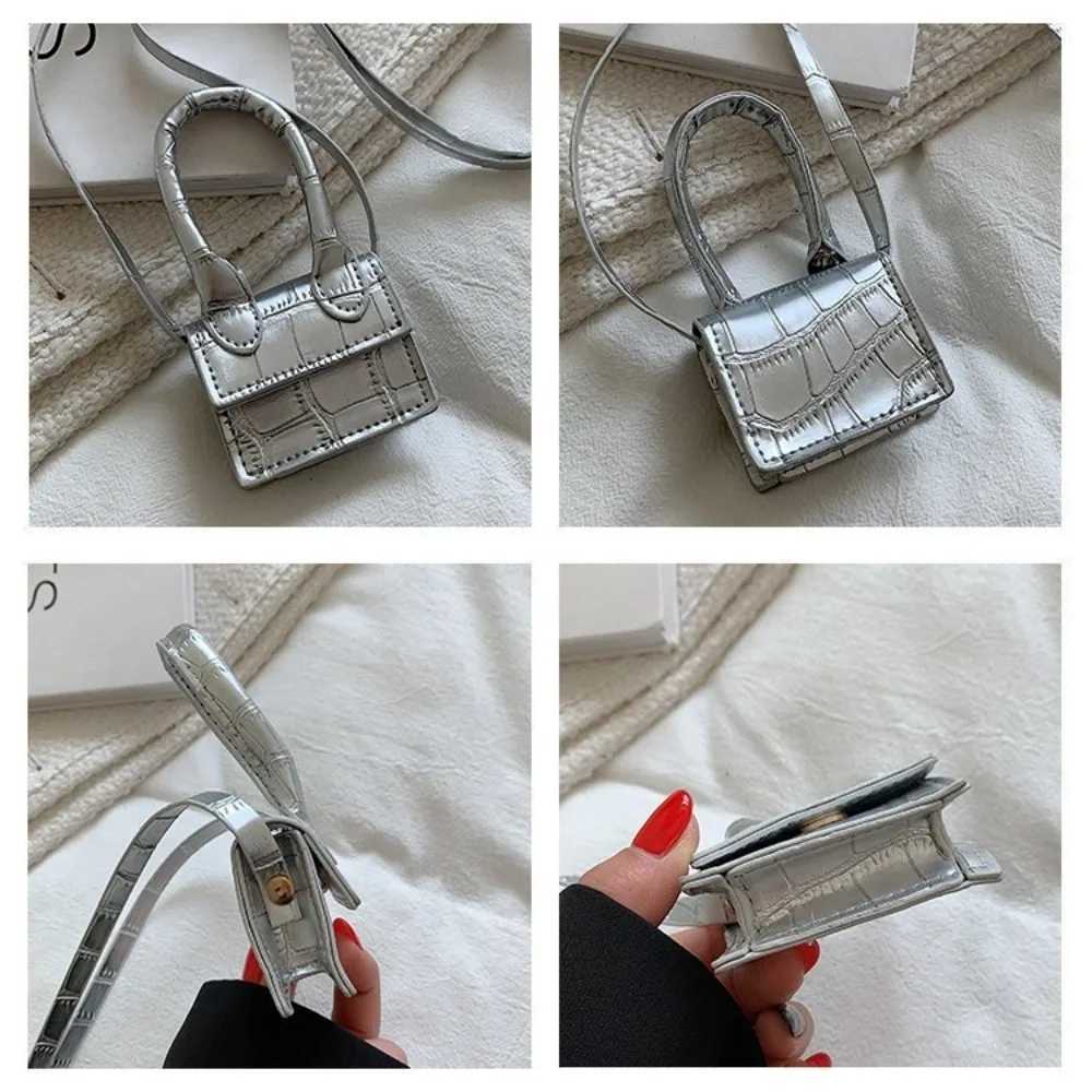 Fi Ste Pattern Mini Crossbody Bag Portable Shoulder Bag PU Leather Solid Color Small Square Bag Ladies HandbagXJ250108