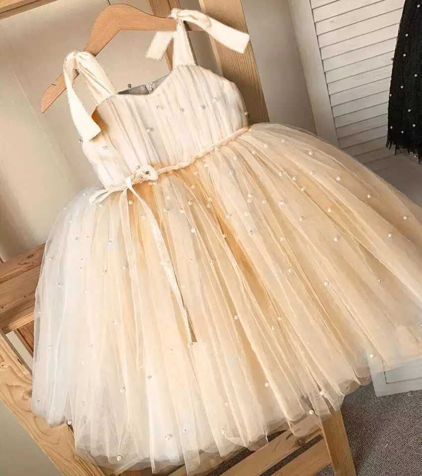 Baby Girls 1st Birthday Par Princess Dresses Toddler Kids Wedding Evening Gown Baby Girls Tulle Tutu Pearls Summer VestidosXJ250108