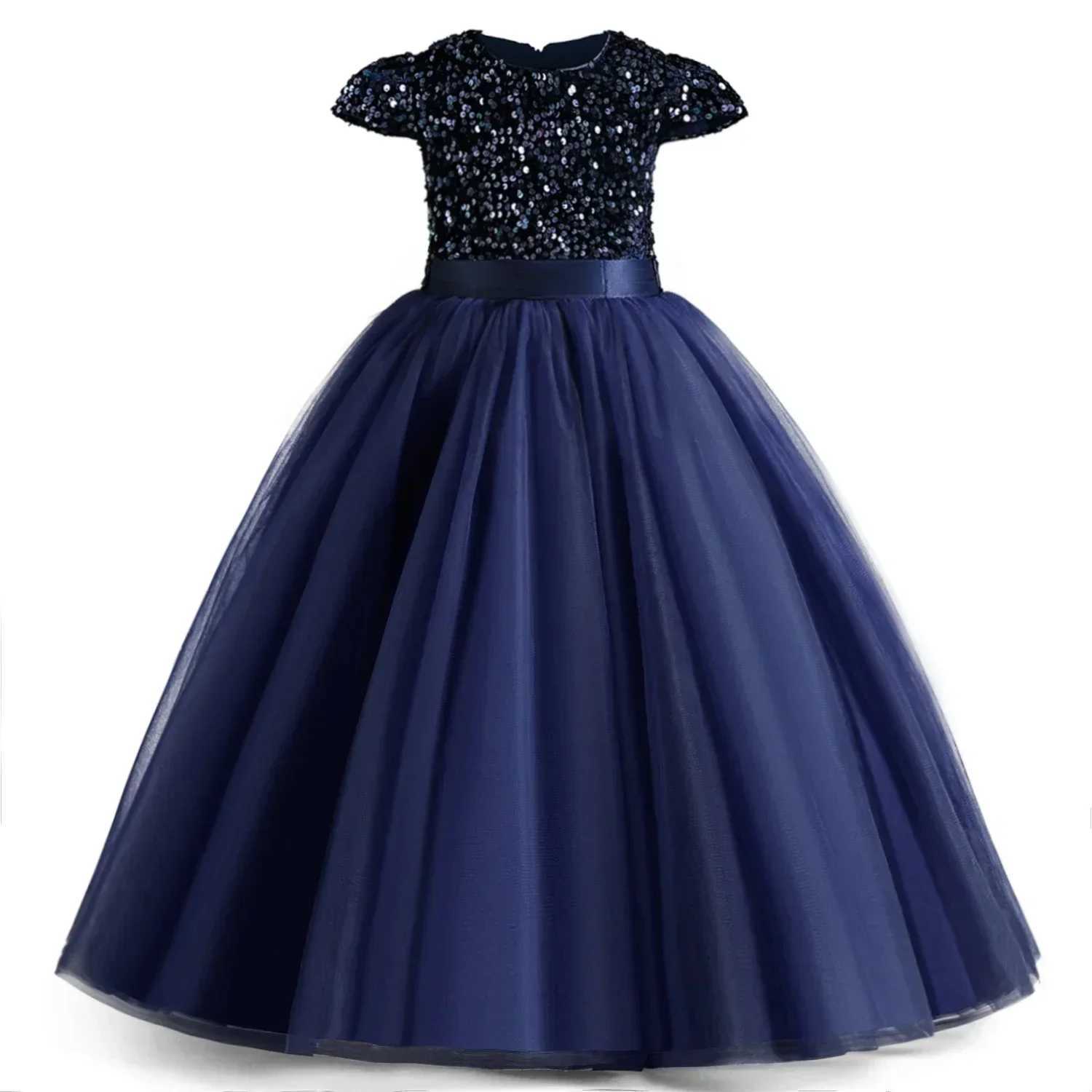Elegant Girls Dress Bridesmaid Sequin Long Princess Dresses Flower Elite Girl Formal Gowns 5 10 14 Yrs Children Evening VestidosXJ250108