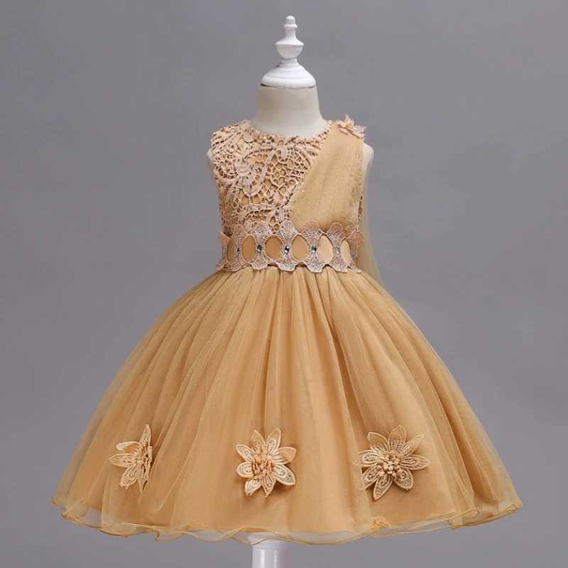 Flower Girls Red Lace Dresses Female Child Clothes Baby Girl Elegant Princess for Weddings Par Gala Kids 2 to 6 8 Years DressXJ250108