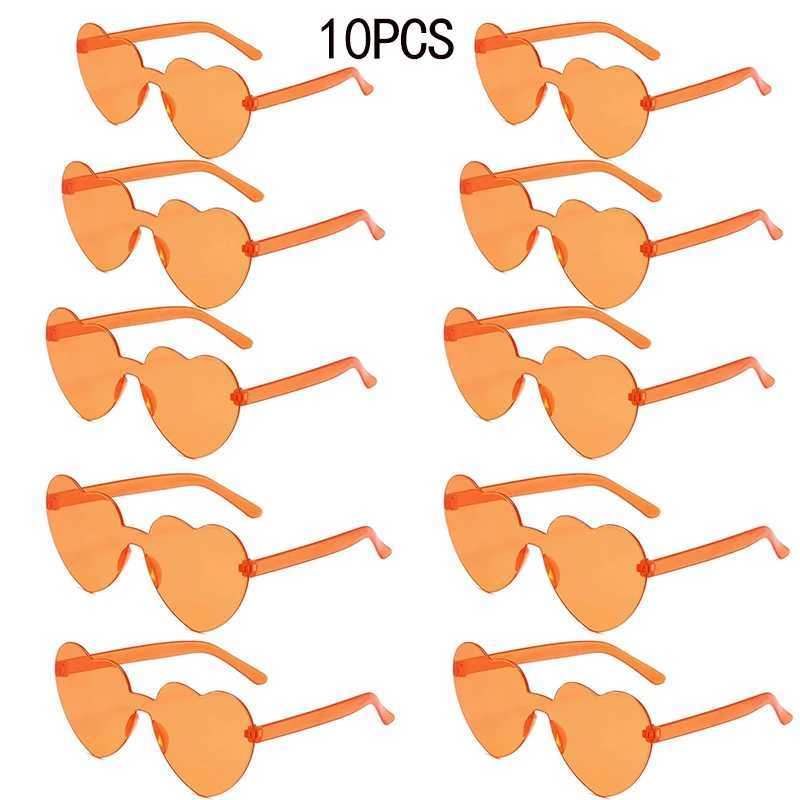 10PC heart-shaped sunglasses love sunglasses jelly colored frameless heart-shaped integrated glasses dazzling colored glasses W250109