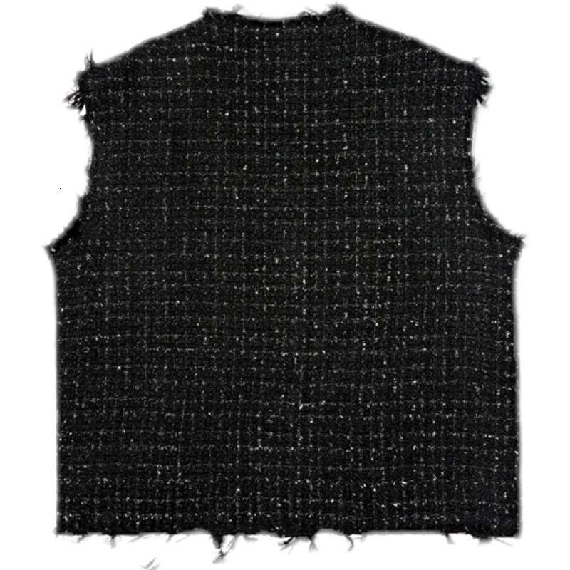 Korean Style Coarse Tweed Vest Coat Trend Men Knit Burrs Casual Tank Tops Fashion Male Versatile Elgance Clothing