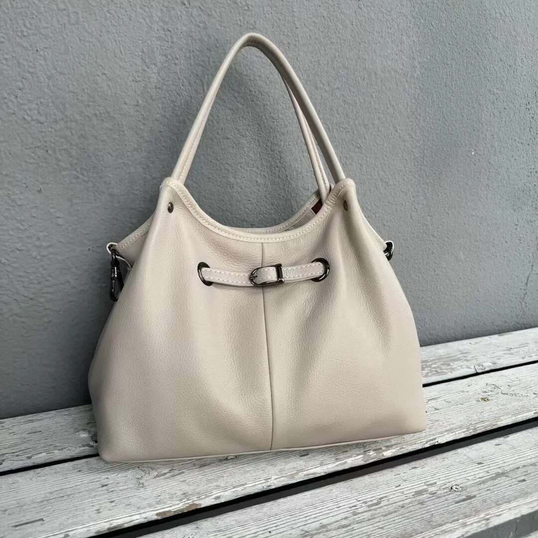 2025 Layer Cowhide Natural Drop Large Capacity Women's Fashion Simple Shoulder Oblique Women Designer Bag