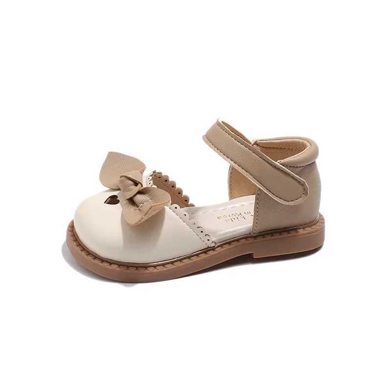 Girl Sandals 2024 Closed Toe Princess Shoes Baby Bow Childrens Bean Apartment Summer Soft Bottom Loafer W250108