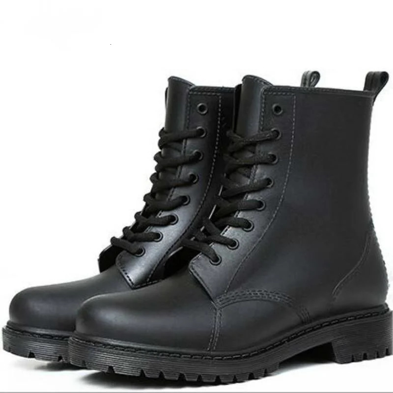 Fashion Womens Rain Shoes Waterproof Shoes Womens Clay Rubber Shoes Lace Ankle Boots Sewing Rain Boots Large 44 250106