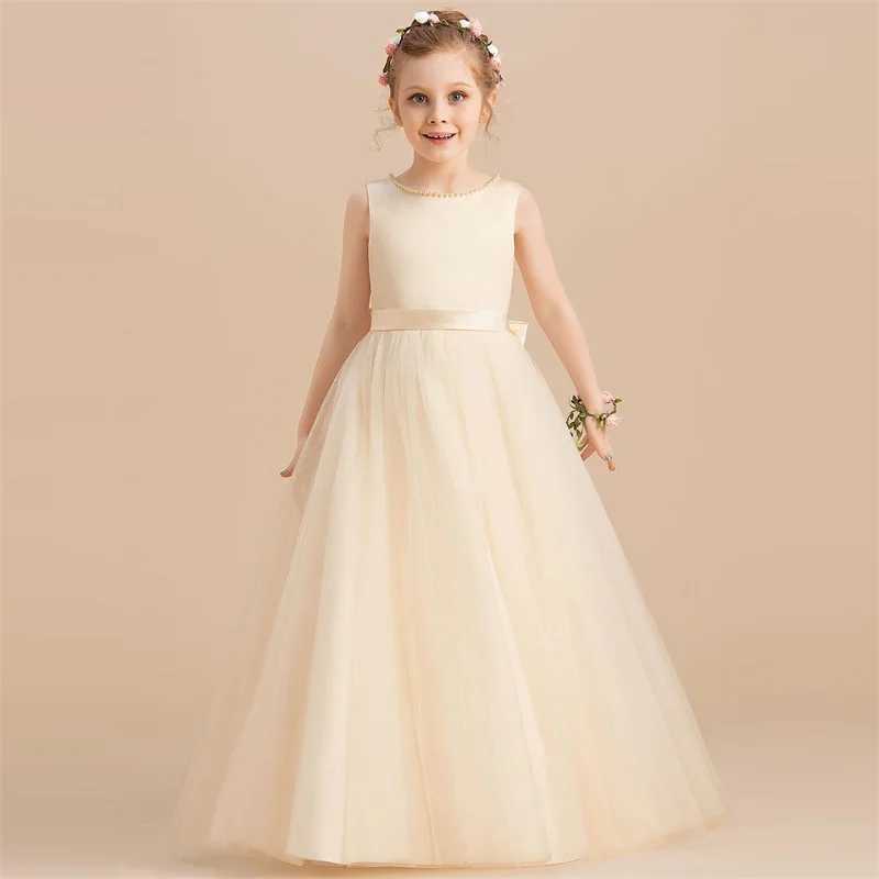 Teen Big Bow Girls Princess Dresses for Bridesmaids Kids Par Dress for Girl Beading Wedding Prom Pageant Dress Gown 5-14 YearsXJ250108