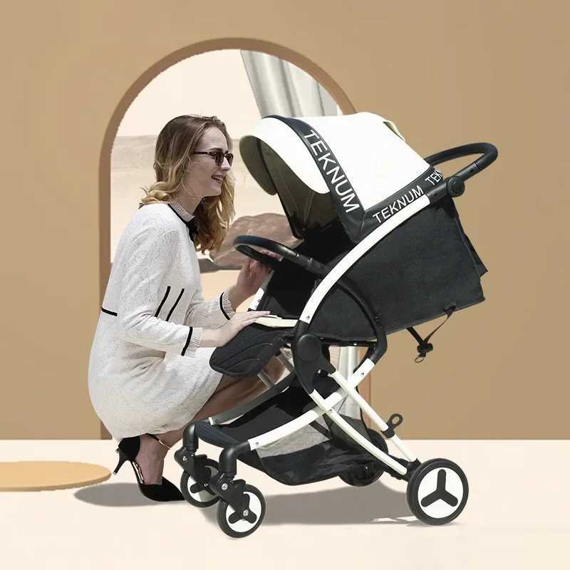 High visibility travel baby stroller lightweight folding baby stroller portable four-wheel baby stroller with adjustable handle W250109