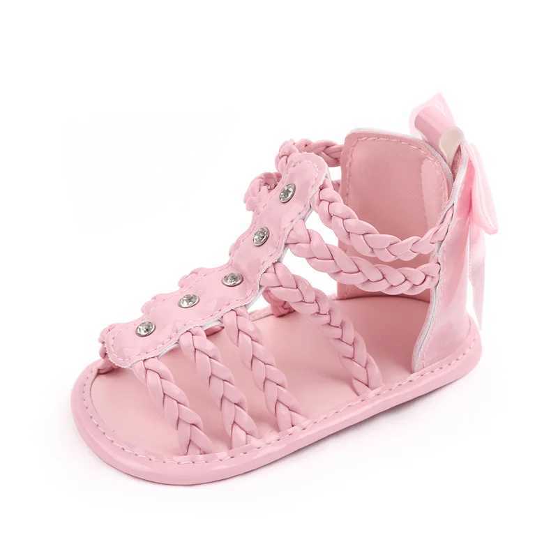 Babyshoes Girls Roman Sandals Open toe Knitted Solid Color Simple New Summer Hollow Flat Casual Shoes Childrens Fashion Casual Shoes W250108