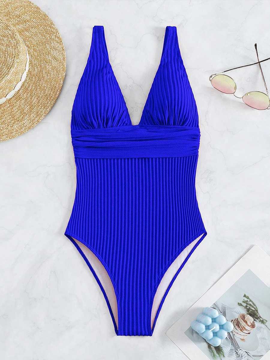 Deep V One Piece Swimsuit Women 2024 Push Up Swimwear Fa Sexy Summer Beachwear Swim for Bathing Suits Micro Korean MonokiniXJ240108