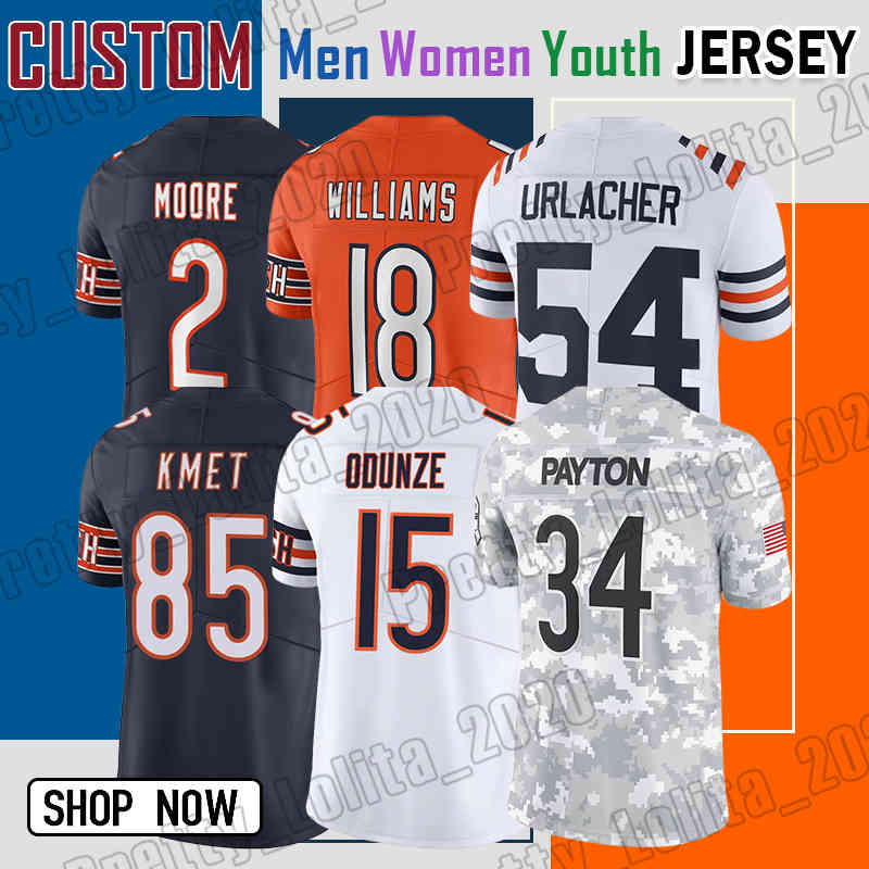 15 Rome Odunze Football Jersey 18 Caleb Williams 85 Cole Kmet DJ Moore Keenan Allen 1 Jaylon Johnson Montez Sweat Brian Urlacher Dick Butkus 6 Kyler Gordon Lance Briggs