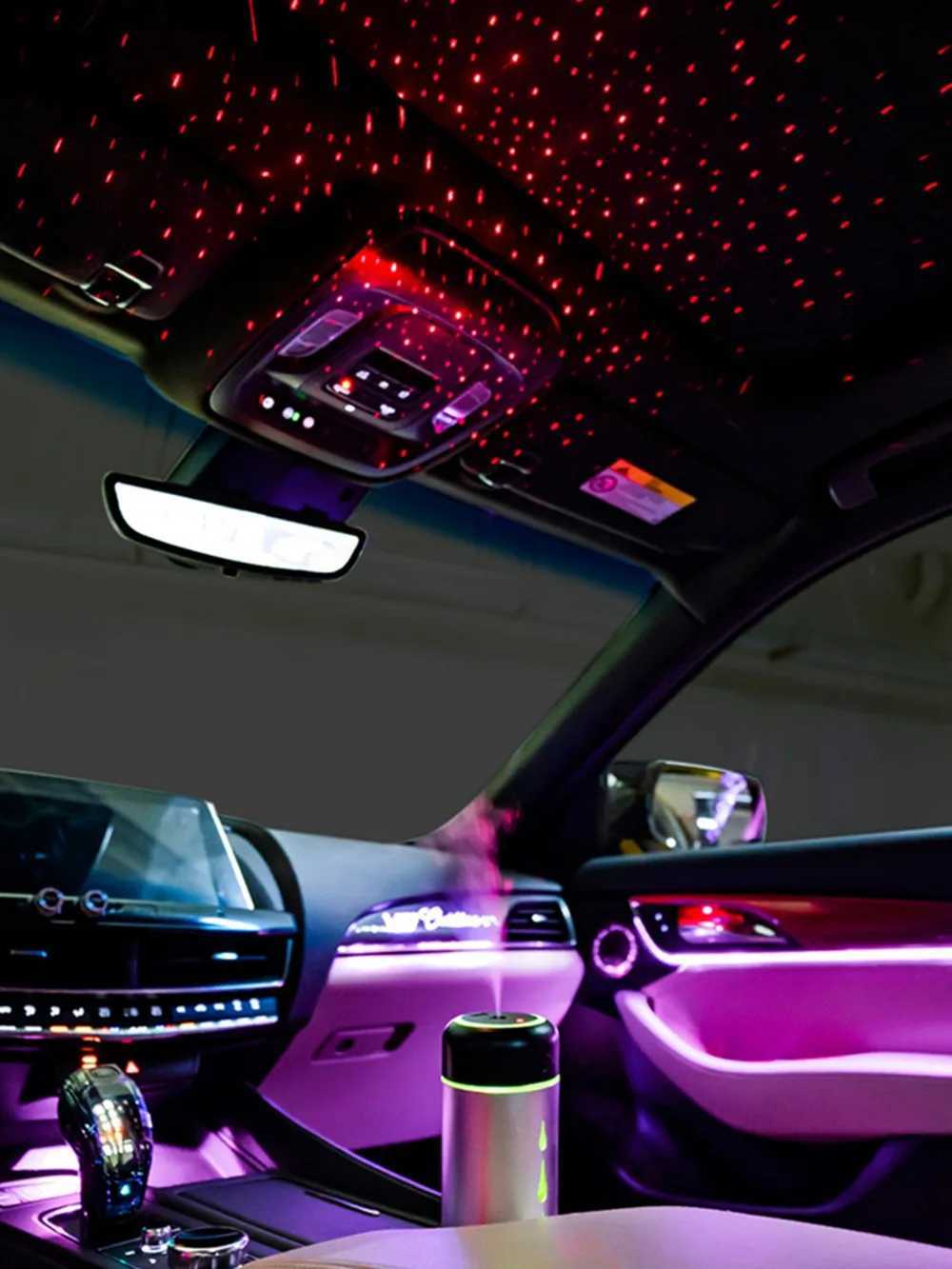 Car Air Freshener 3-color car air freshener plastic alloy car room LED starry sky roof freshener indoor decoration humidifier difference H250108